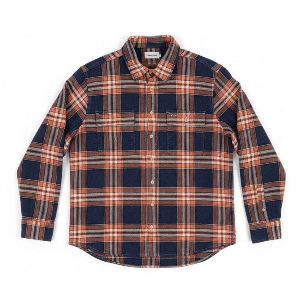 Taylor Stitch Ledge Shirt Mens 42 Rust Plaid Flannel Button Up Long Sleeve